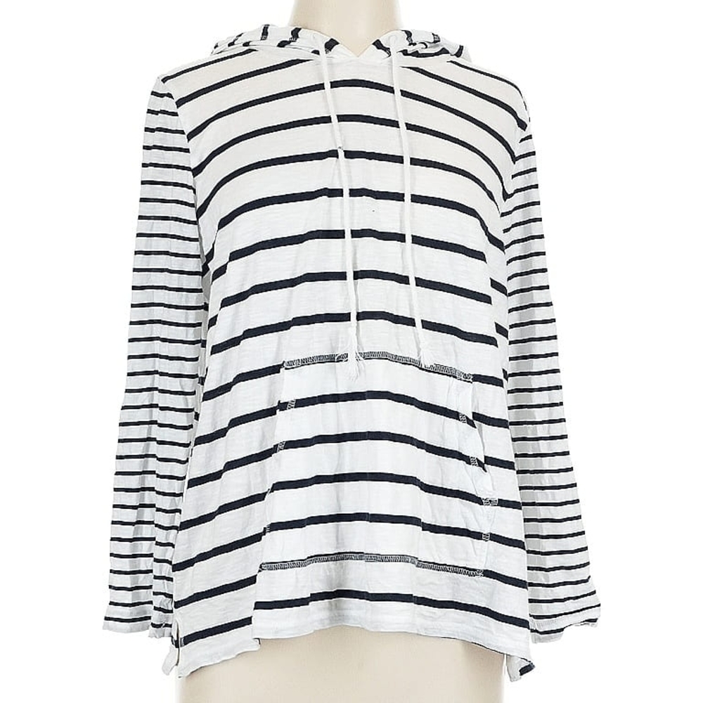 J. Jill Black and White Striped Hoodie